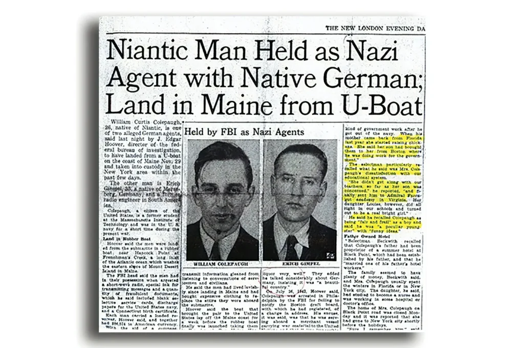 Land in Maine from U-boat
